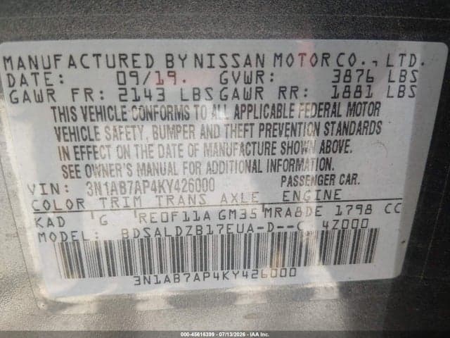 2019 NISSAN SENTRA SV 9