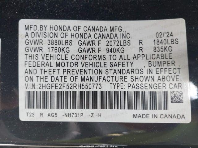 2024 HONDA CIVIC SPORT 9