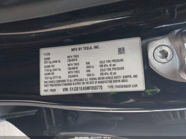 2021 TESLA MODEL 3 STANDARD RANGE PLUS REAR-WHEEL DRIVE 8