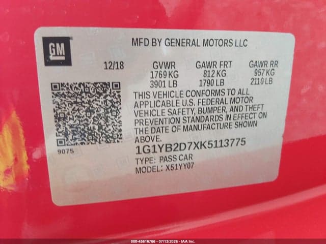 2019 CHEVROLET CORVETTE STINGRAY 9
