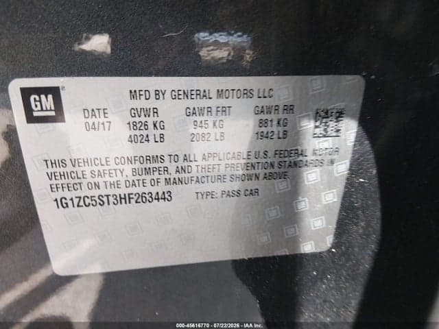 2017 CHEVROLET MALIBU 1FL 9