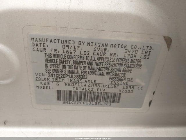 2018 NISSAN VERSA NOTE S 9