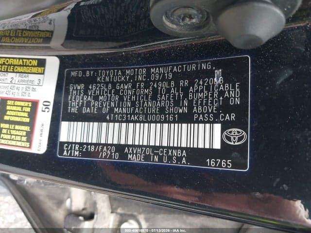 2020 TOYOTA CAMRY LE HYBRID 9