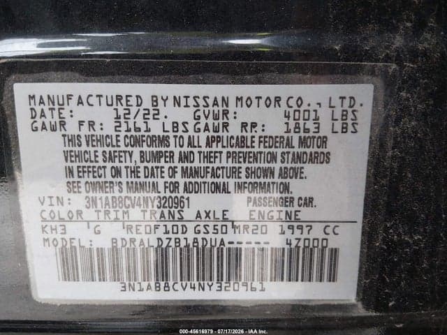 2022 NISSAN SENTRA SV XTRONIC CVT 9