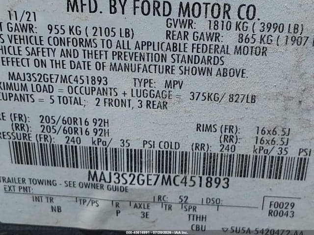 2021 FORD ECOSPORT SE 9