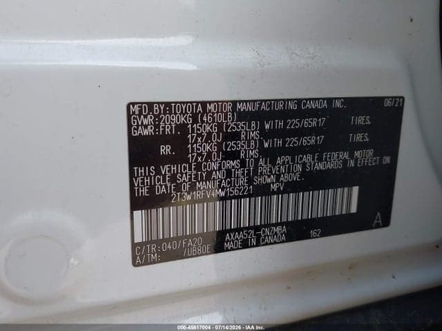 2021 TOYOTA RAV4 XLE 9