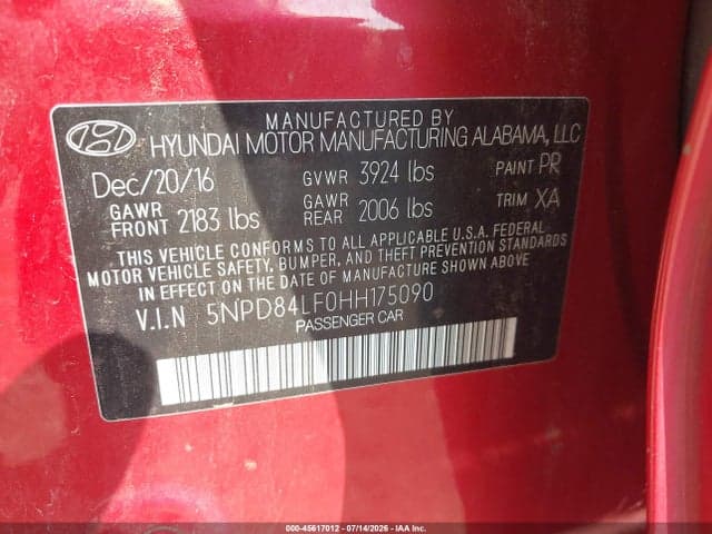 2017 HYUNDAI ELANTRA VALUE EDITION 9