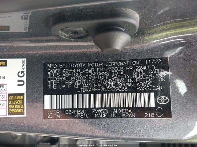 2022 TOYOTA PRIUS PRIME LE 9
