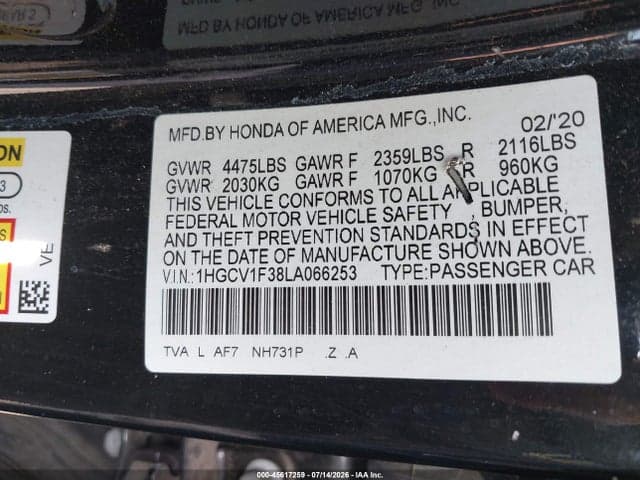 2020 HONDA ACCORD SPORT 9