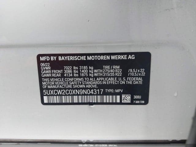 2022 BMW X7 XDRIVE40I 9