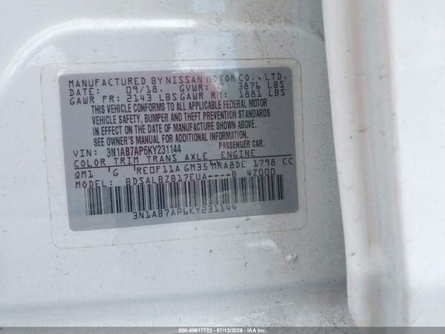 2019 NISSAN SENTRA S 9