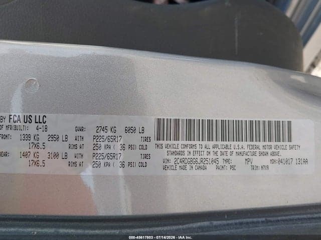 2018 DODGE GRAND CARAVAN SE PLUS 9