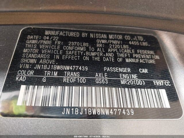 2022 NISSAN ROGUE SPORT SV AWD XTRONIC CVT 9
