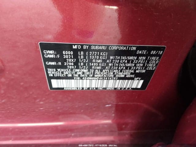 2019 SUBARU ASCENT LIMITED 9