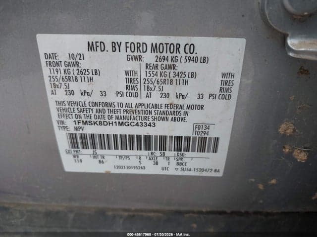 2021 FORD EXPLORER XLT 9