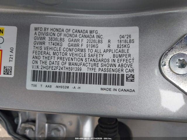 2026 HONDA CIVIC LX 9
