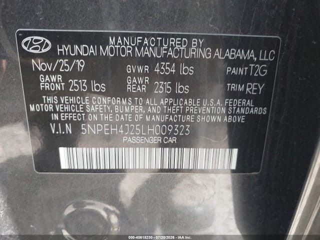 2020 HYUNDAI SONATA LIMITED 9