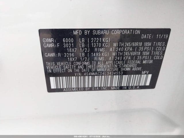 2020 SUBARU ASCENT PREMIUM 9