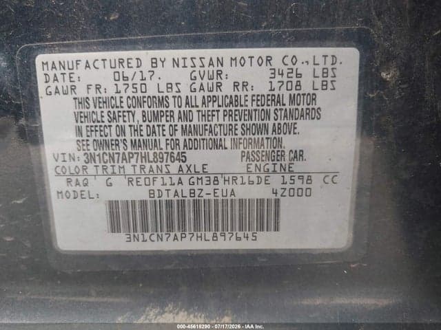2017 NISSAN VERSA 1.6 SV 9