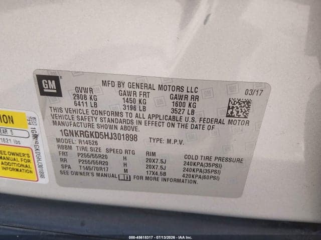 2017 CHEVROLET TRAVERSE LT 9