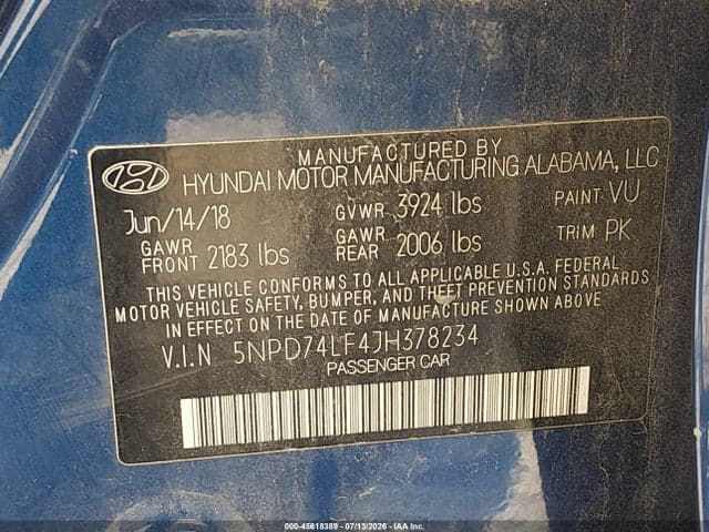 2018 HYUNDAI ELANTRA SE 9