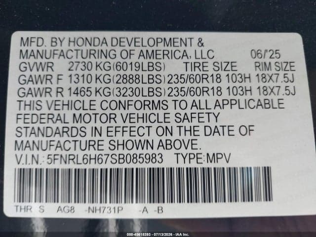2025 HONDA ODYSSEY EX-L 9