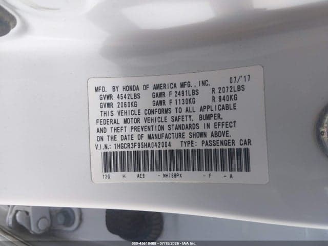 2017 HONDA ACCORD TOURING V6 9