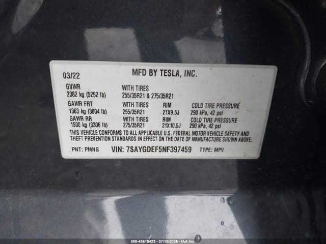 2022 TESLA MODEL Y PERFORMANCE DUAL MOTOR ALL-WHEEL DRIVE 9