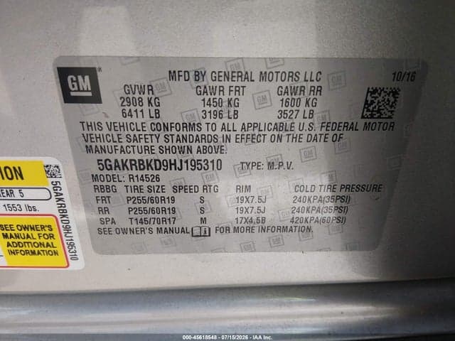 2017 BUICK ENCLAVE LEATHER 9