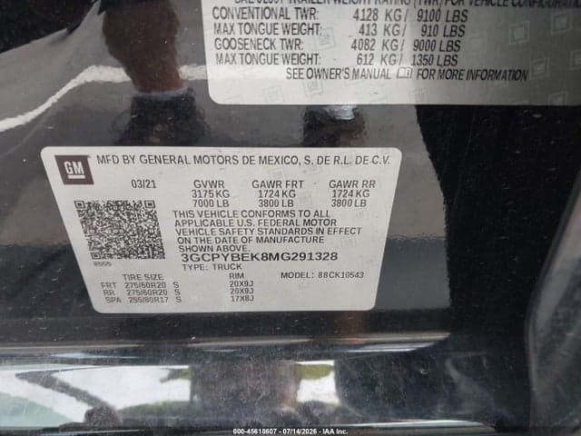 2021 CHEVROLET SILVERADO 1500 4WD SHORT BED CUSTOM 9