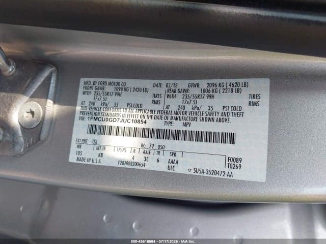 2018 FORD ESCAPE SE 9