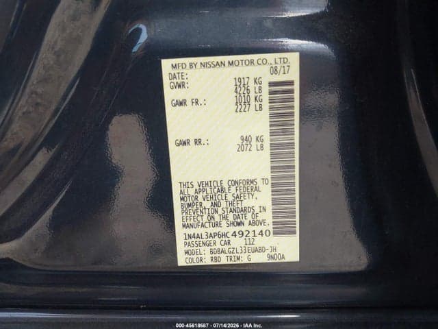 2017 NISSAN ALTIMA 2.5 S 9