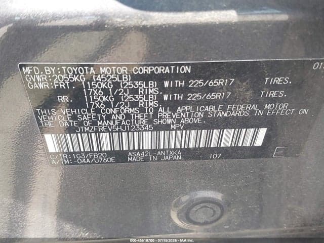 2017 TOYOTA RAV4 LE 9