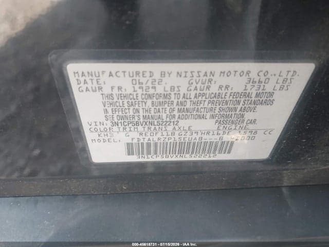 2022 NISSAN KICKS S XTRONIC CVT 9