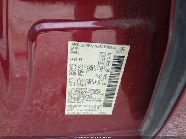2017 NISSAN FRONTIER SV 9