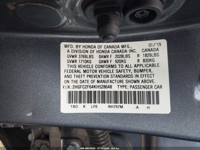 2019 HONDA CIVIC LX 9