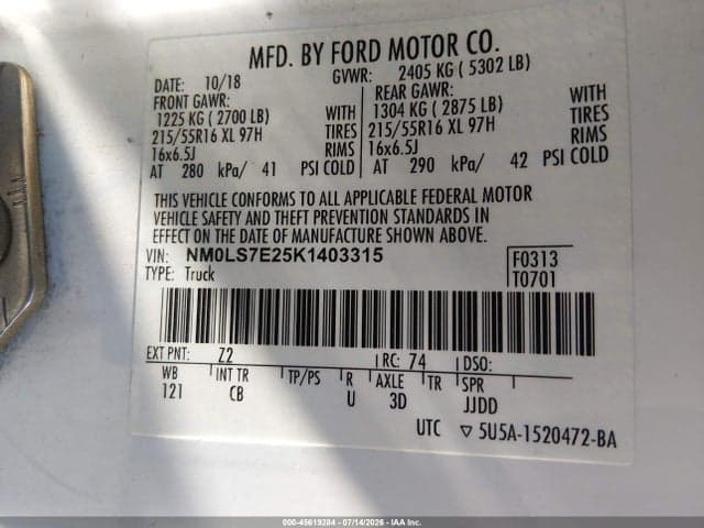 2019 FORD TRANSIT CONNECT XL 9