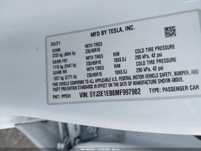 2021 TESLA MODEL 3 LONG RANGE DUAL MOTOR ALL-WHEEL DRIVE 9