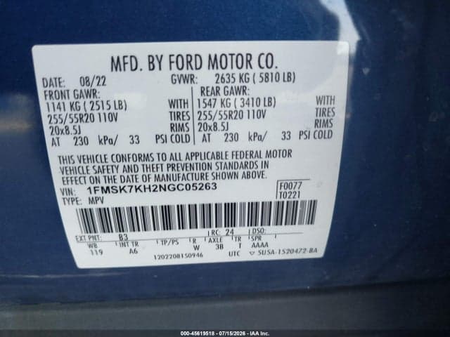 2022 FORD EXPLORER ST-LINE 9