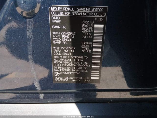 2016 NISSAN ROGUE SV 9