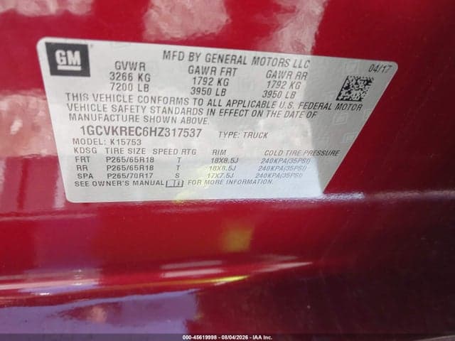 2017 CHEVROLET SILVERADO 1500 2LT 9