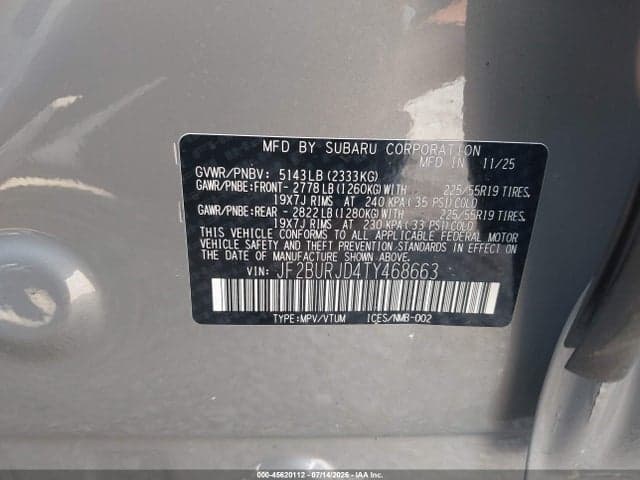 2026 SUBARU OUTBACK TOURING XT 9