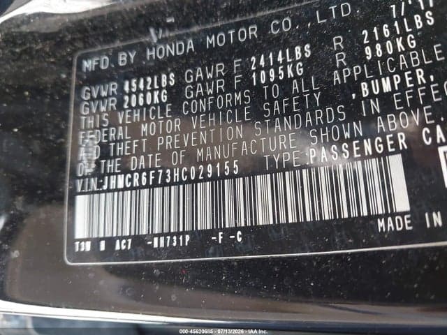 2017 HONDA ACCORD HYBRID TOURING 10