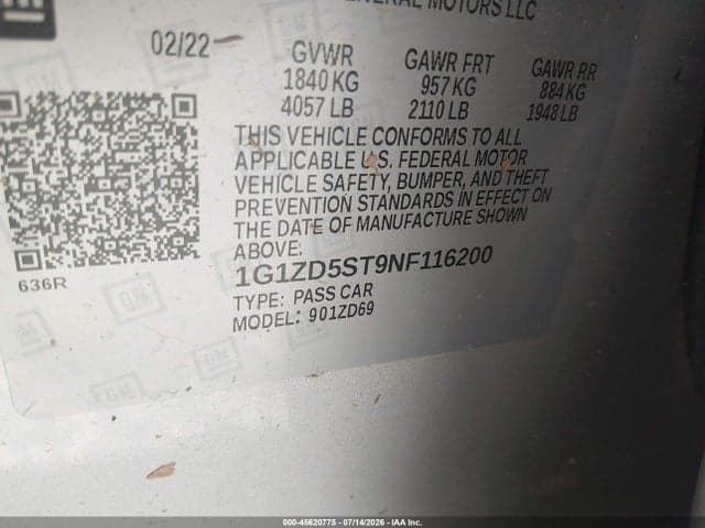 2022 CHEVROLET MALIBU FWD LT 9
