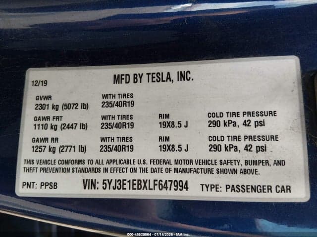 2020 TESLA MODEL 3 LONG RANGE DUAL MOTOR ALL-WHEEL DRIVE 9