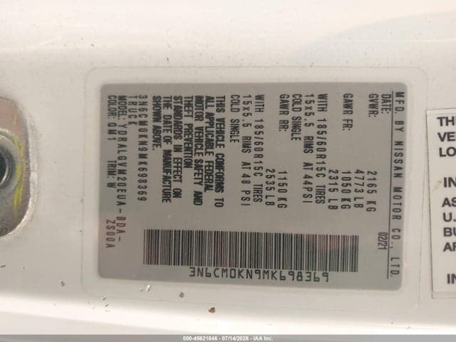 2021 NISSAN NV200 CARGO SV XTRONIC CVT 9