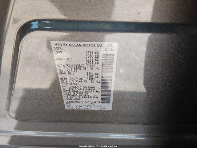 2017 NISSAN PATHFINDER PLATINUM 9