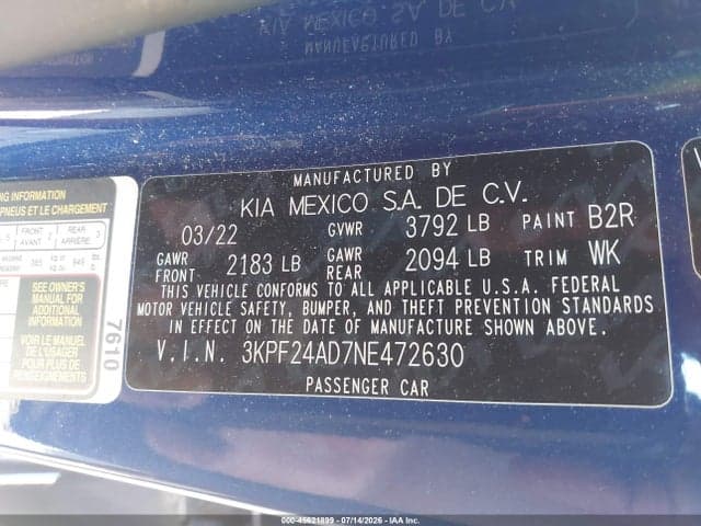 2022 KIA FORTE LXS 9