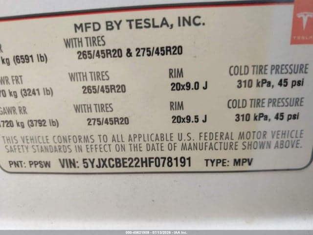 2017 TESLA MODEL X 100D/75D/90D 9