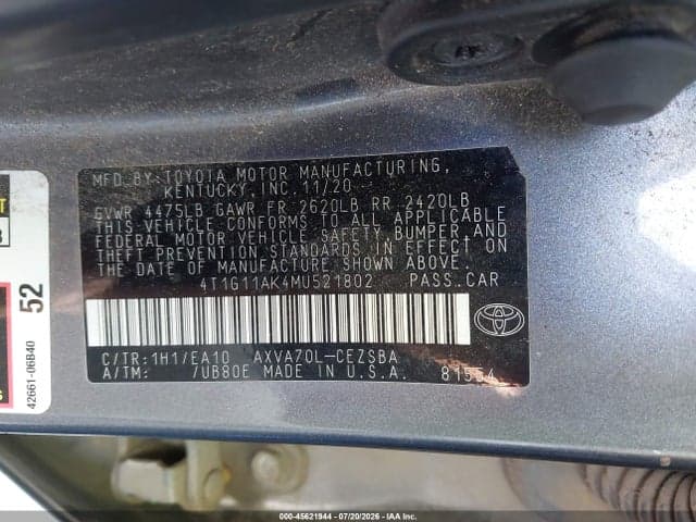 2021 TOYOTA CAMRY SE 9